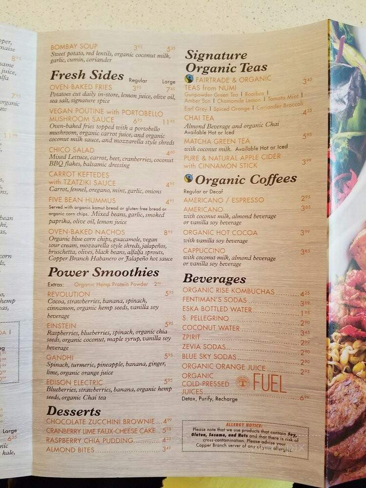 Copper Branch - Montreal, QC menu_pic