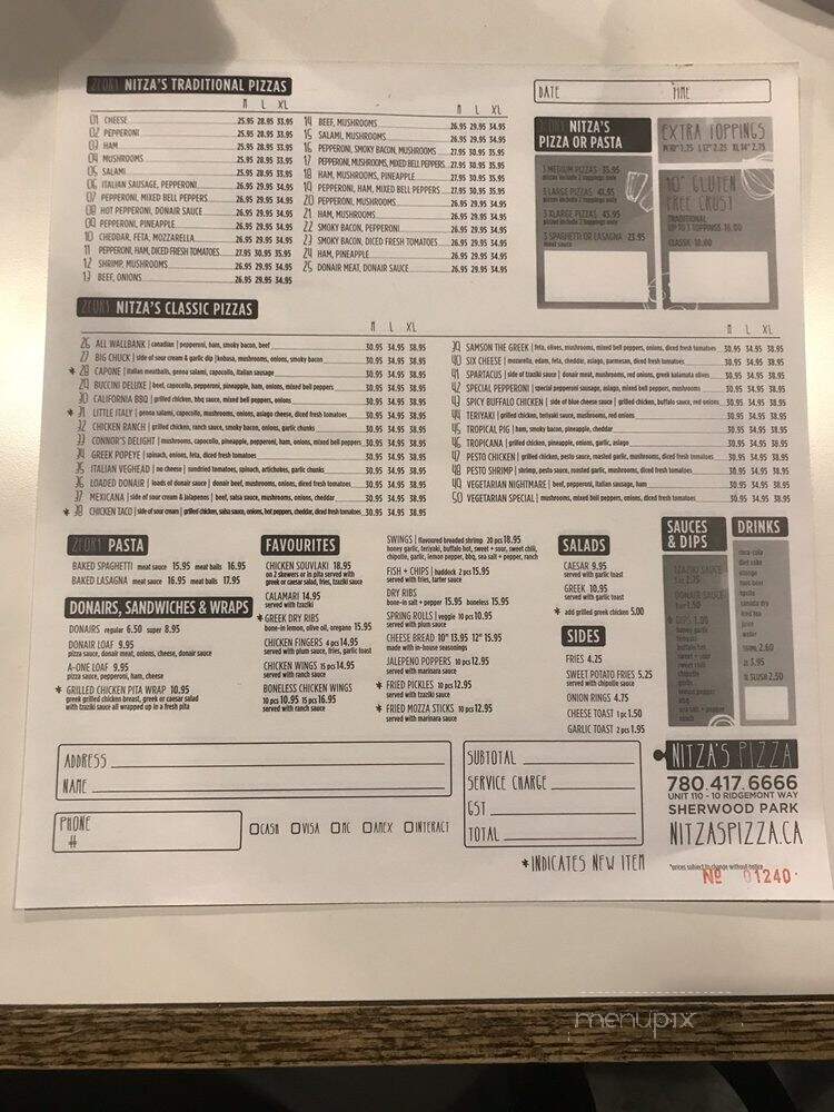 Nitza's Pizza - Sherwood Park, AB menu_pic