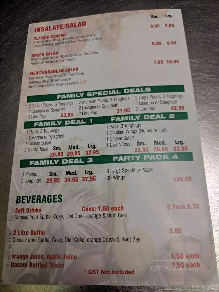 John's Pan Pizza - Richmond, BC menu_pic