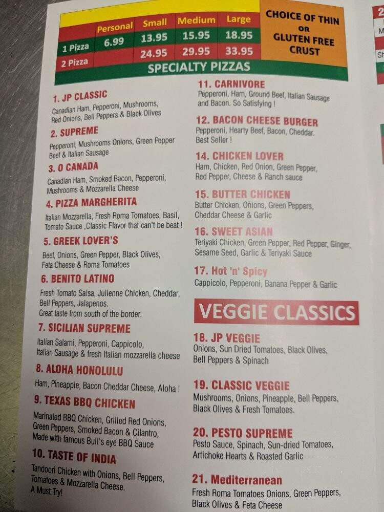 John's Pan Pizza - Richmond, BC menu_pic