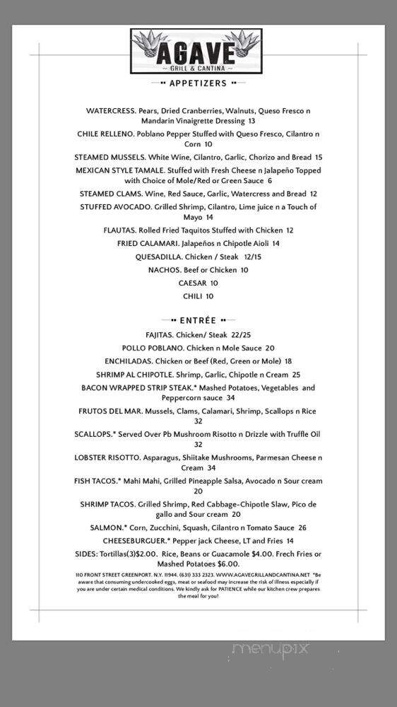 Agave Grill and Cantina - Greenport, NY menu_pic