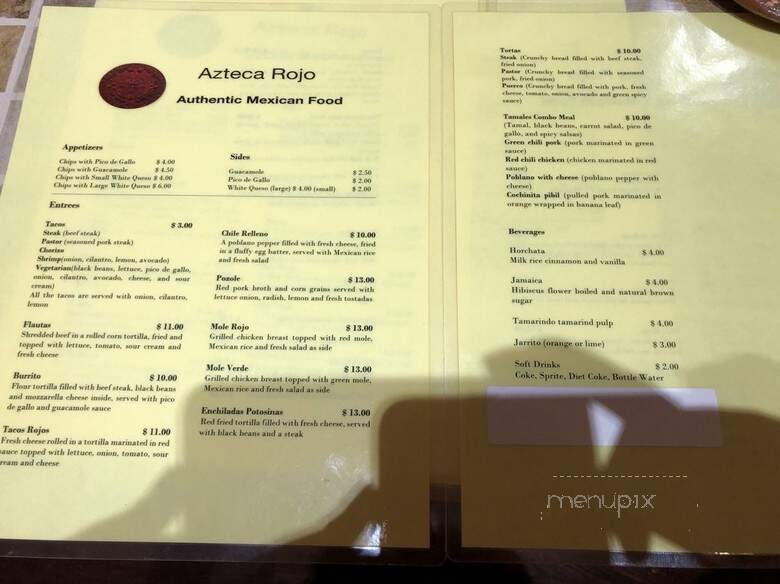 Azteca Rojo - Tampa, FL menu_pic