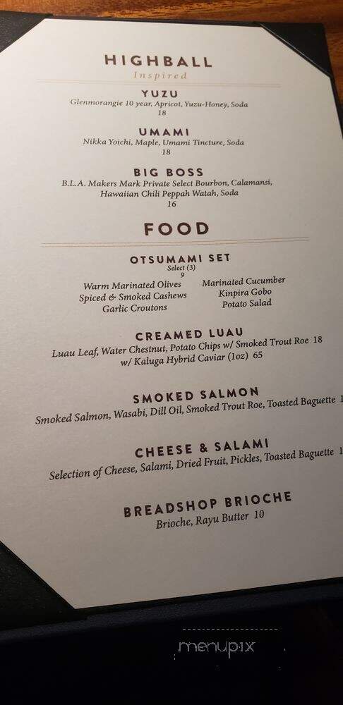 Bar Leather Apron - Honolulu, HI menu_pic