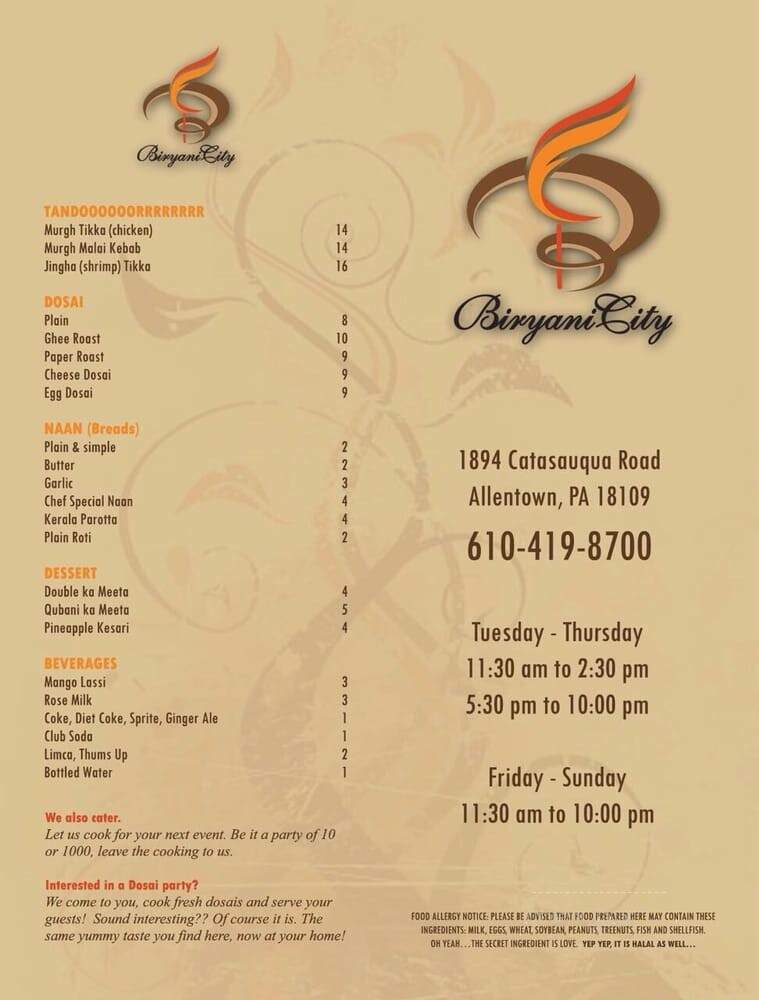 Biryani City - Allentown, PA menu_pic