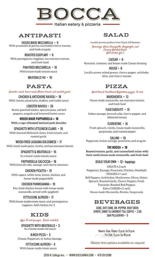 Bocca Italian Eatery & Pizzeria - Fayetteville, AR