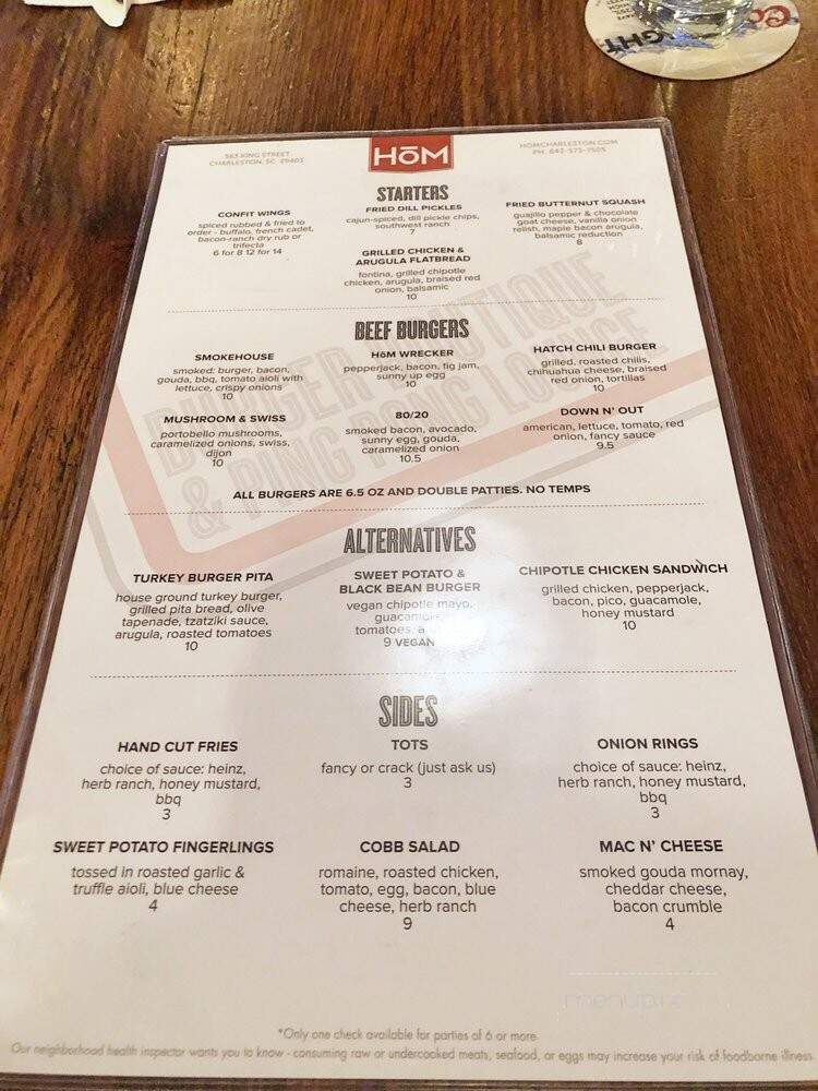 HoM Charleston - Charleston, SC menu_pic