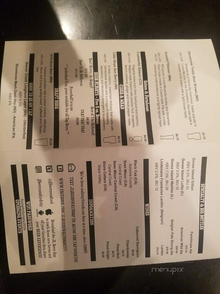 JL Beers - Watford City, ND menu_pic