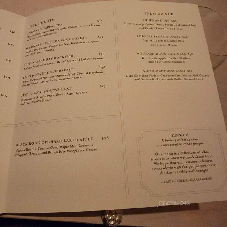 Kinship - Washington, DC menu_pic