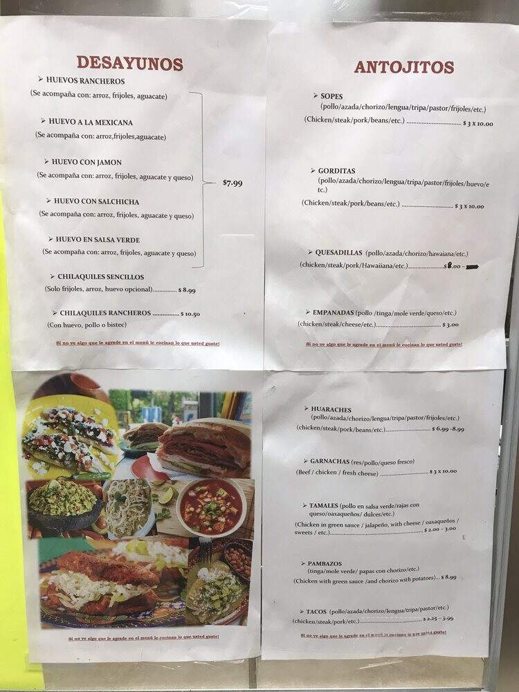 La Espiga - Charlotte, NC menu_pic