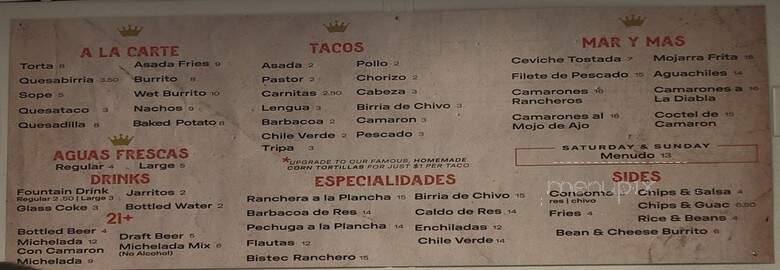 La Imperial Carniceria Y Taqueria - Shafter, CA menu_pic
