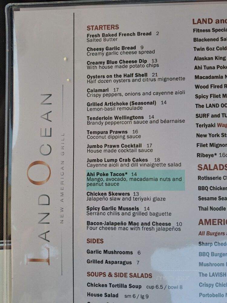 Land Ocean New American Grill - Roseville, CA menu_pic