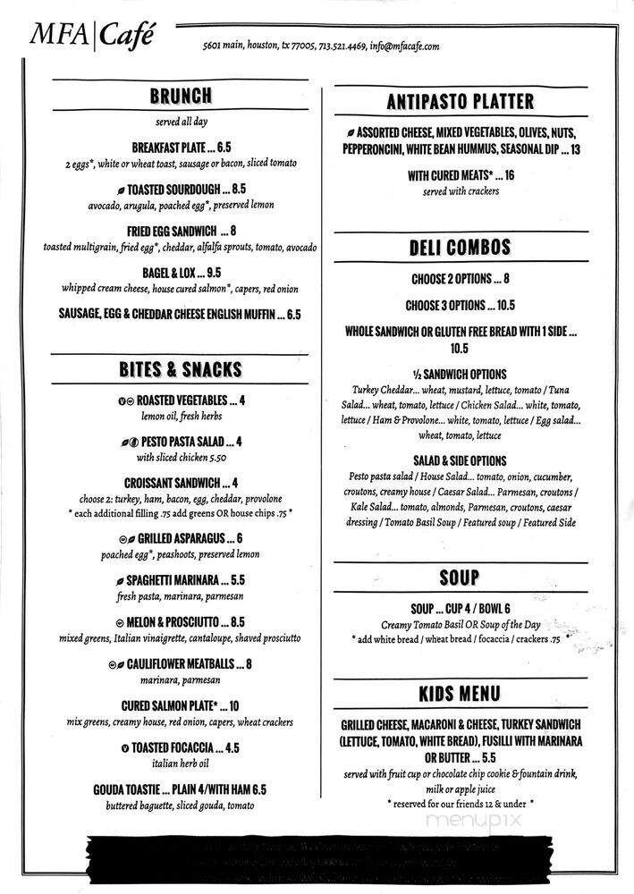 MFA Cafe - Houston, TX menu_pic