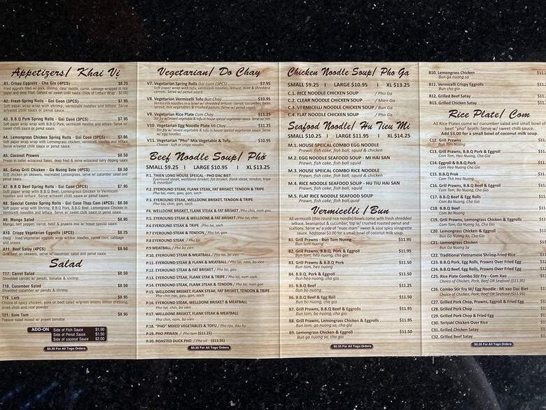 Pho Thien Long Vietnamese Restaurant - Eureka, CA menu_pic