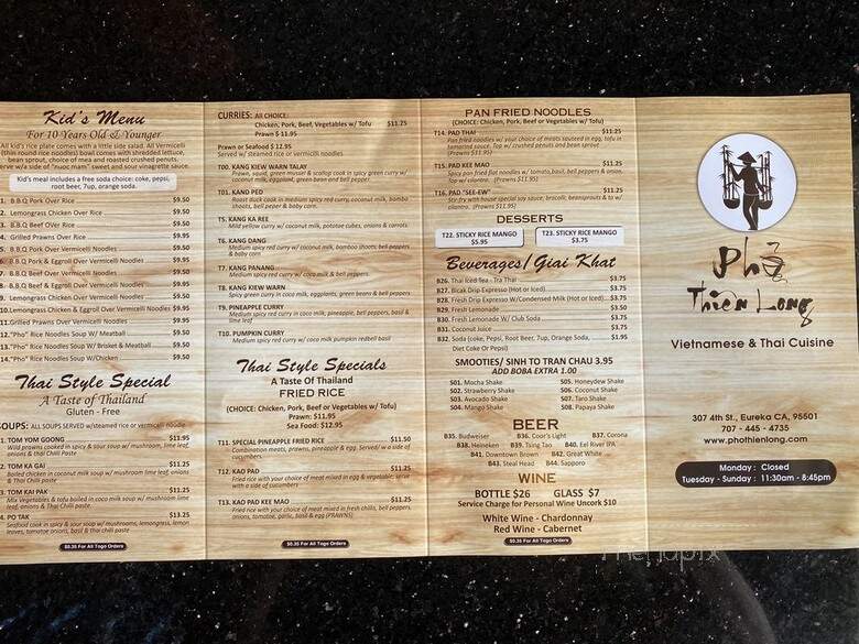 Pho Thien Long Vietnamese Restaurant - Eureka, CA menu_pic