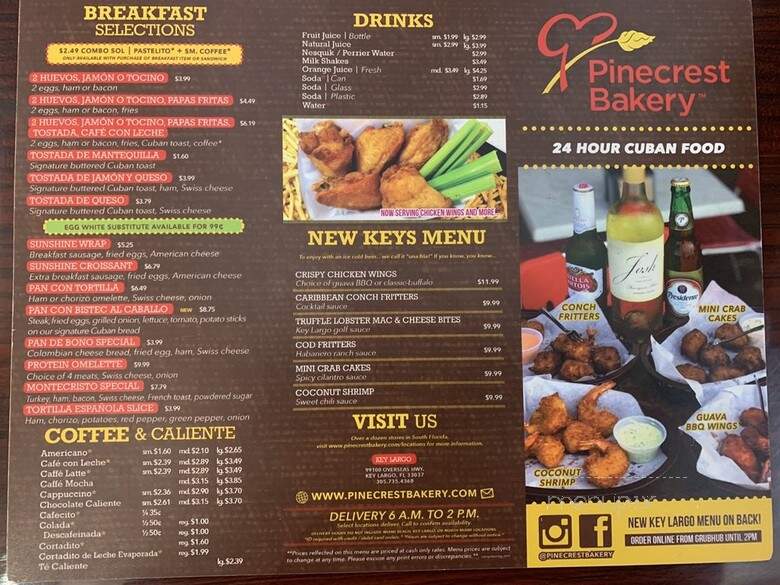 Pinecrest Bakery - Key Largo, FL menu_pic