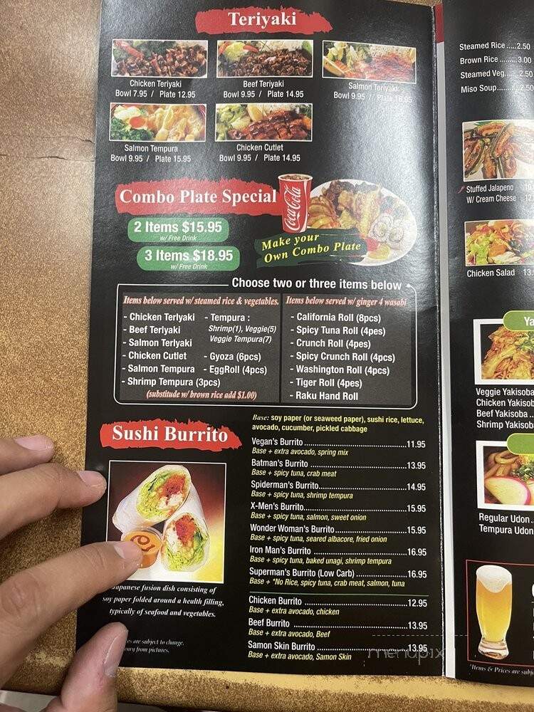 Raku Teriyaki - Los Angeles, CA menu_pic