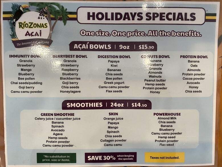 RioZonas Acai - Studio City, CA menu_pic