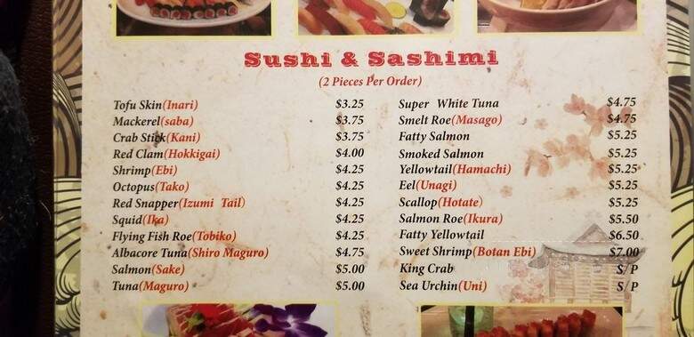 Sakana Japanese Sushi Bar & Grill - Boise, ID menu_pic