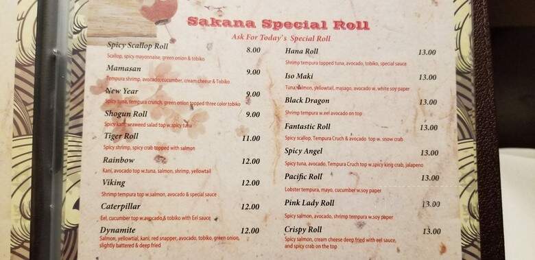 Sakana Japanese Sushi Bar & Grill - Boise, ID menu_pic