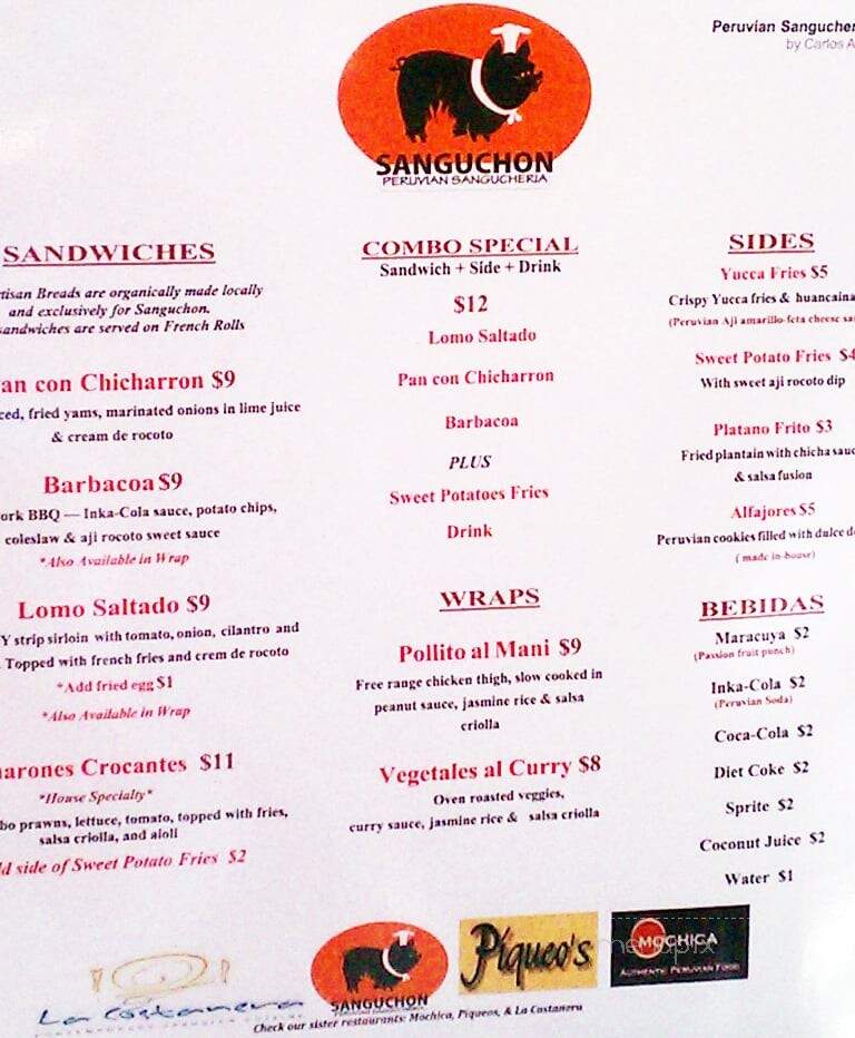 Sanguchon Peruvian Food Truck - San Francisco, CA menu_pic
