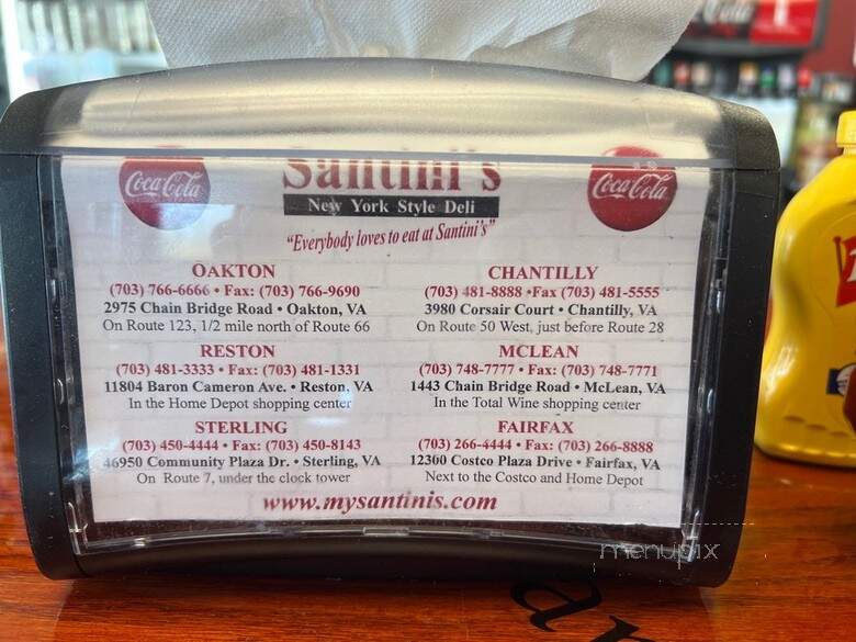 Santini's New York Style Deli - Fairfax, VA menu_pic