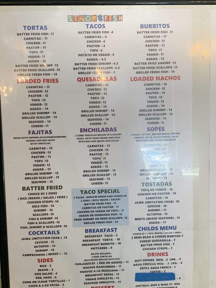 Senor Fish - Los Angeles, CA menu_pic