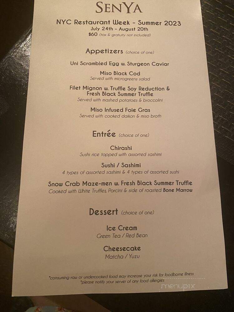 SenYa - New York, NY menu_pic