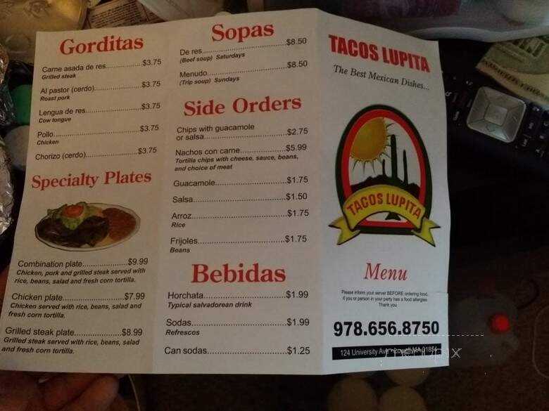 Tacos Lupita - Lowell, MA menu_pic