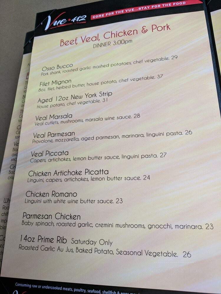 Vue 412 - Pittsburgh, PA menu_pic