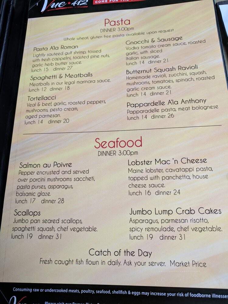 Vue 412 - Pittsburgh, PA menu_pic