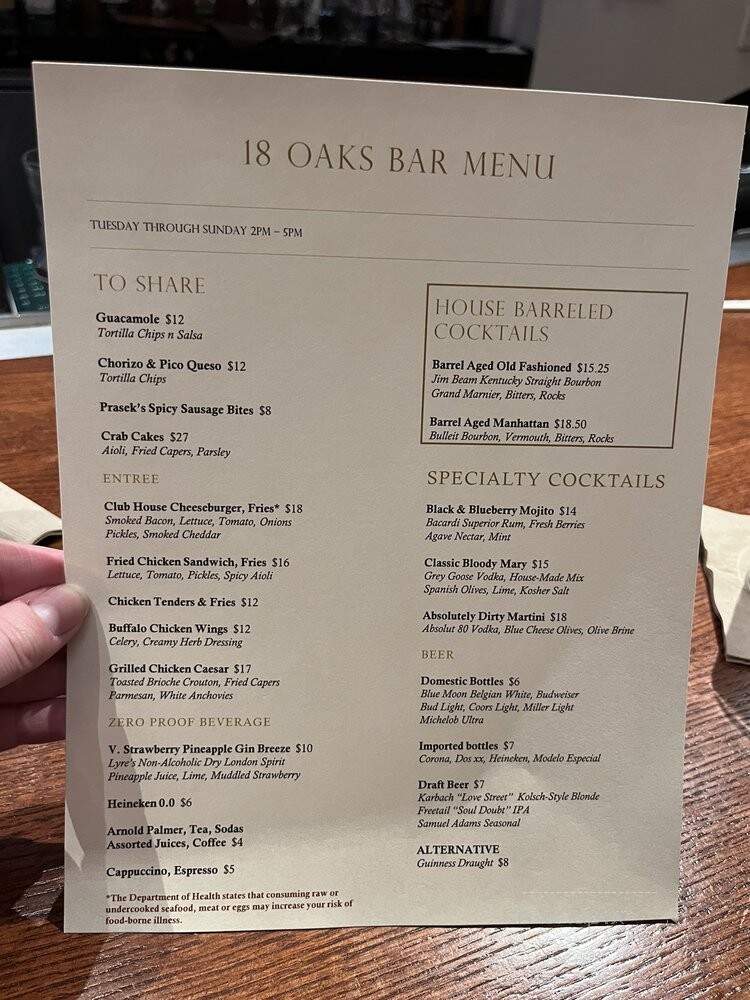 18 Oaks Steakhouse - San Antonio, TX menu_pic
