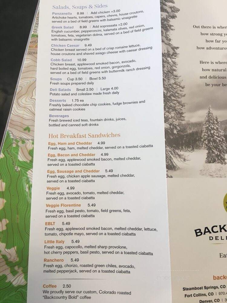 Backcountry Delicatessen - Denver, CO menu_pic