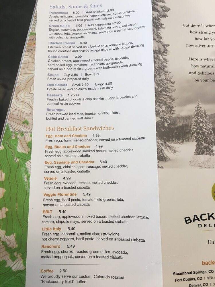 Backcountry Delicatessen - Denver, CO menu_pic