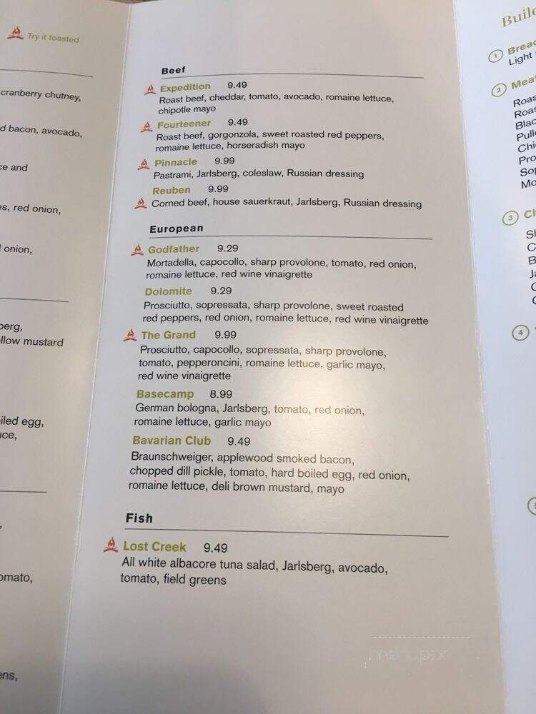 Backcountry Delicatessen - Denver, CO menu_pic