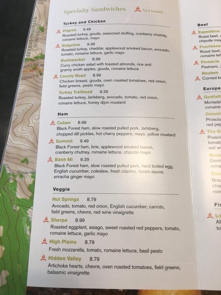 Backcountry Delicatessen - Denver, CO menu_pic