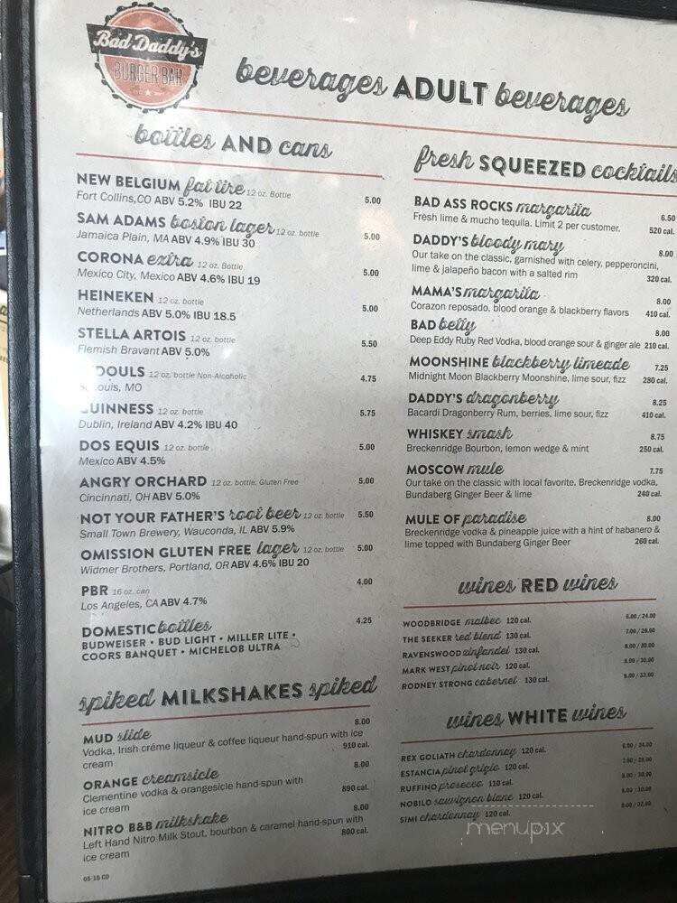 Bad Daddy's Burger Bar - Centennial, CO menu_pic