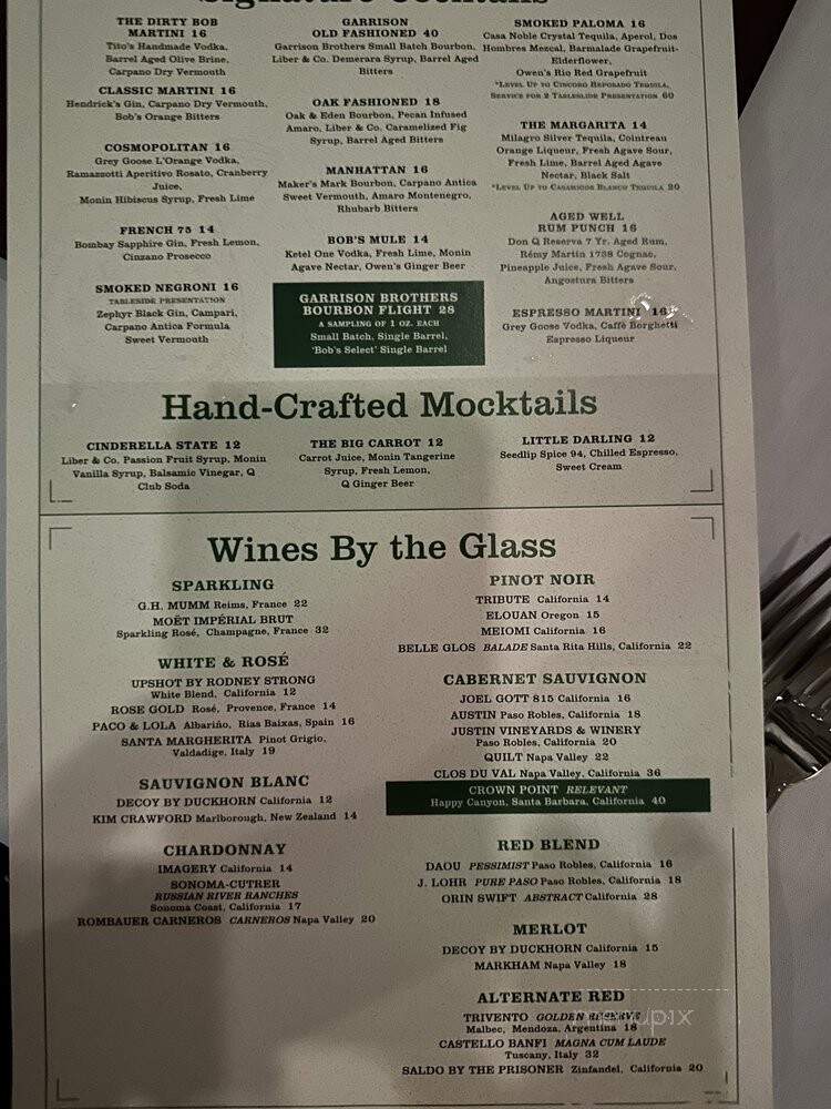 Bob's Steak & Chop House - Fernandina Beach, FL menu_pic