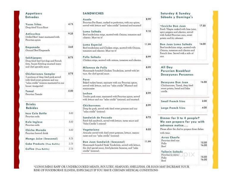 Don Juan Sandwiches - Indianapolis, IN menu_pic