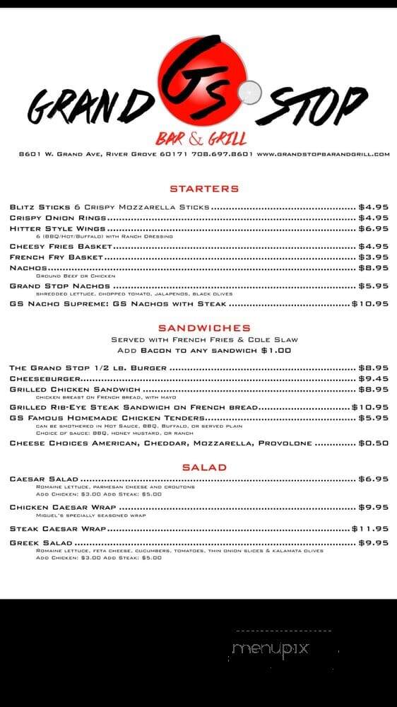 Grand Stop Bar & Grill - River Grove, IL menu_pic