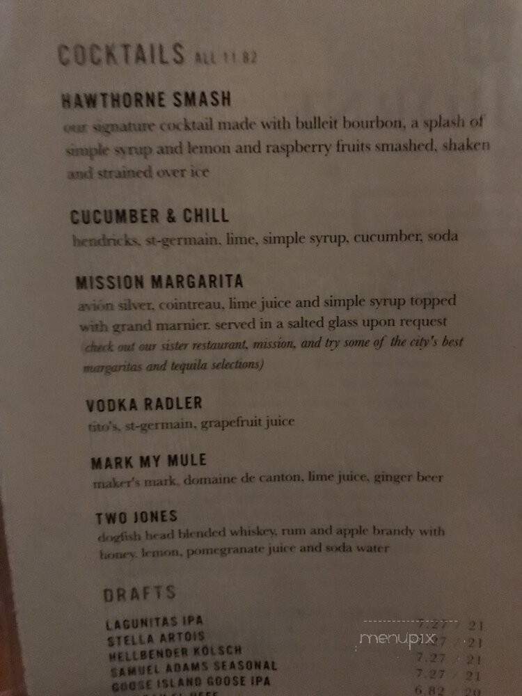 Hawthorne - Washington, DC menu_pic