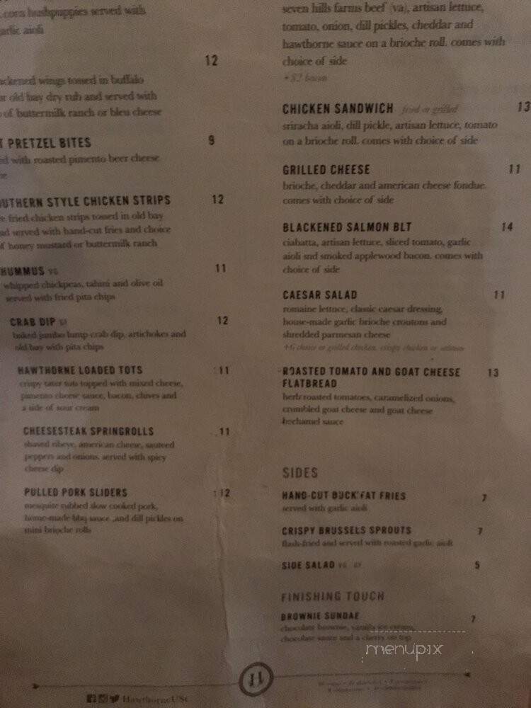 Hawthorne - Washington, DC menu_pic