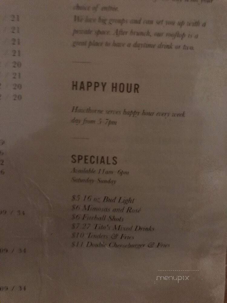 Hawthorne - Washington, DC menu_pic