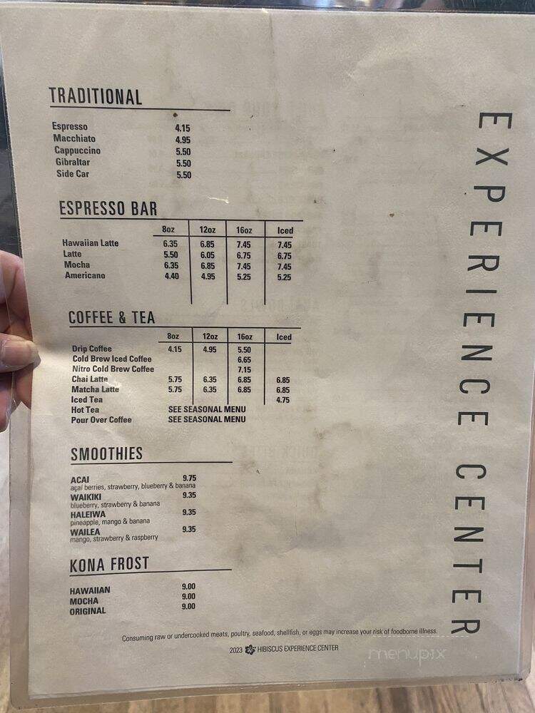 Honolulu Coffee Experience Center - Honolulu, HI menu_pic