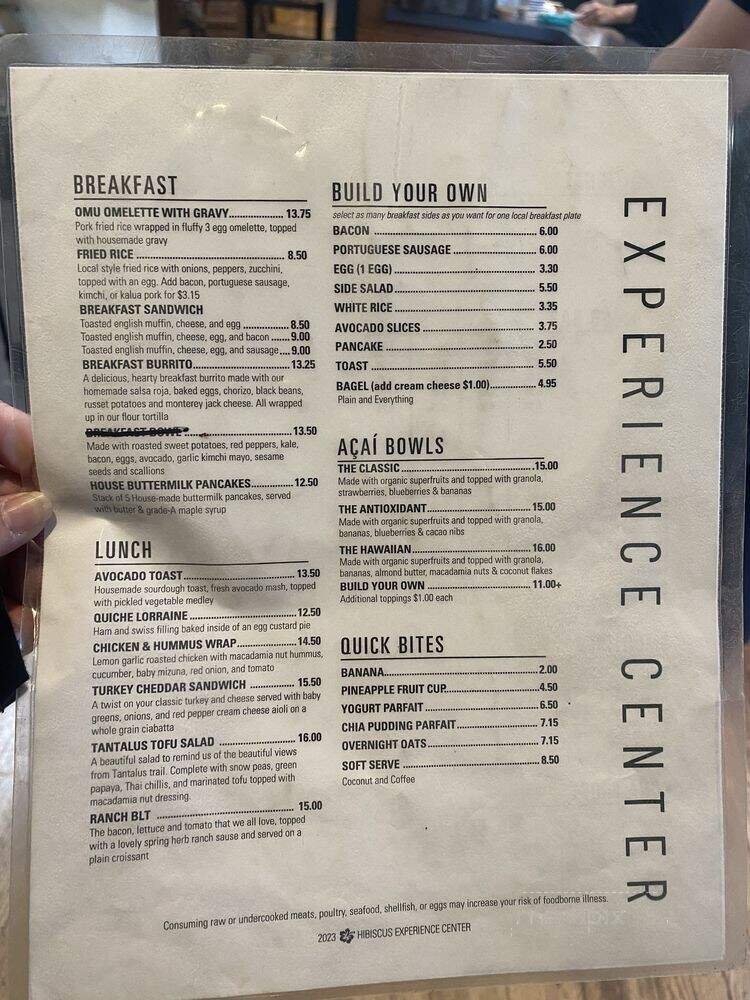 Honolulu Coffee Experience Center - Honolulu, HI menu_pic