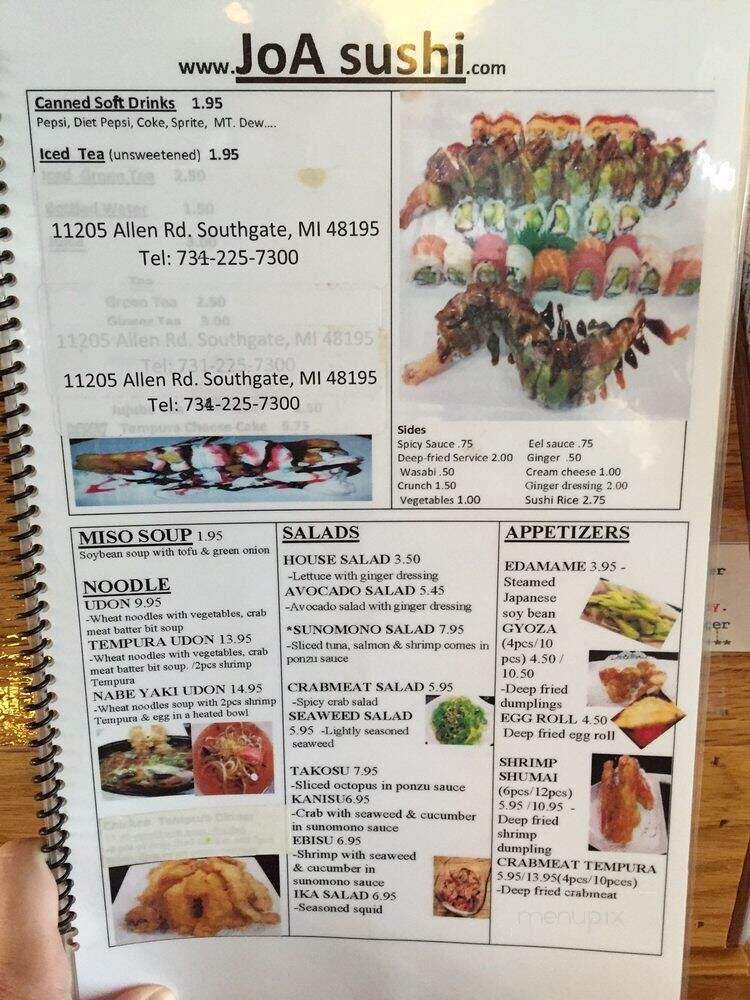 JoA Sushi - Southgate, MI menu_pic
