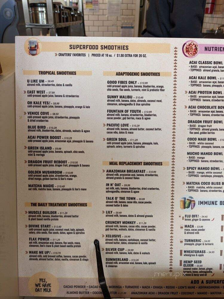 Juice Crafters - Los Angeles, CA menu_pic