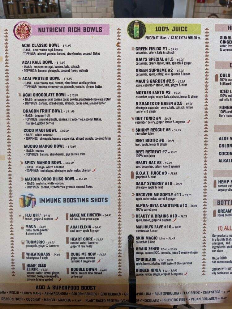 Juice Crafters - Los Angeles, CA menu_pic