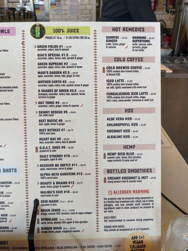 Juice Crafters - Los Angeles, CA menu_pic