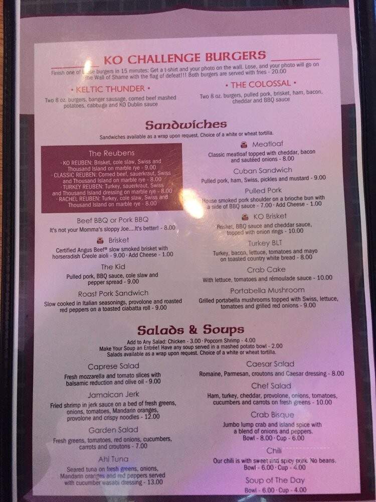 Kelsey O'shay's Pub & Grille - Douglassville, PA menu_pic