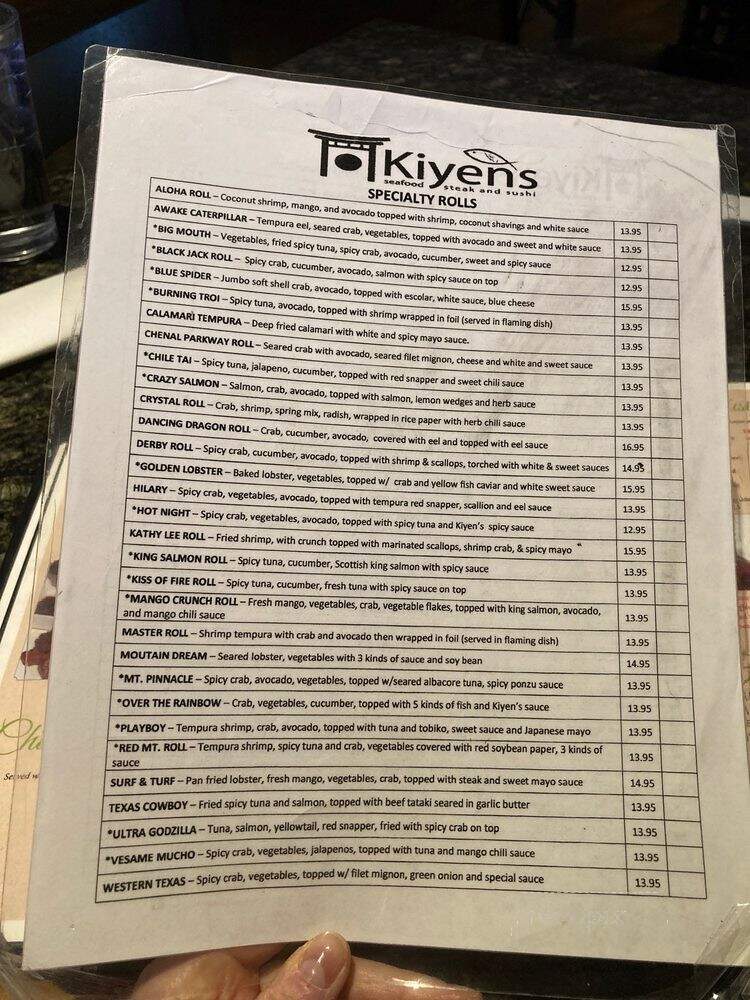 Kiyens - Little Rock, AR menu_pic
